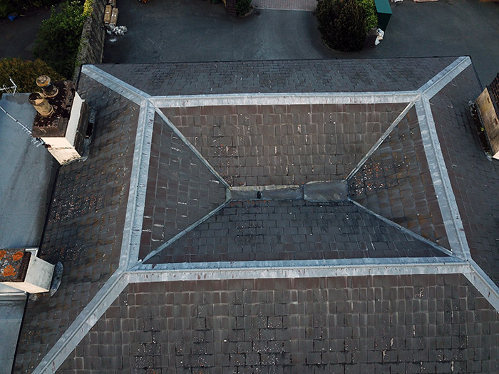 Drone aerial shot of a roof