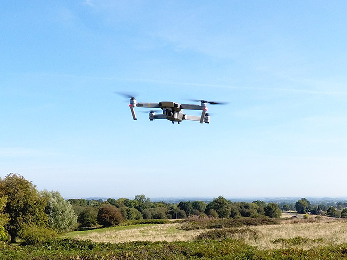 Drone aerial shot of city of Worcester