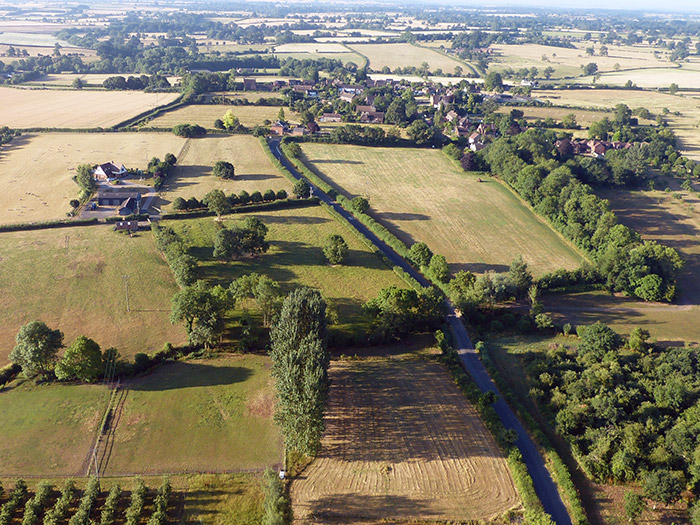 Drone aerial shot of fields