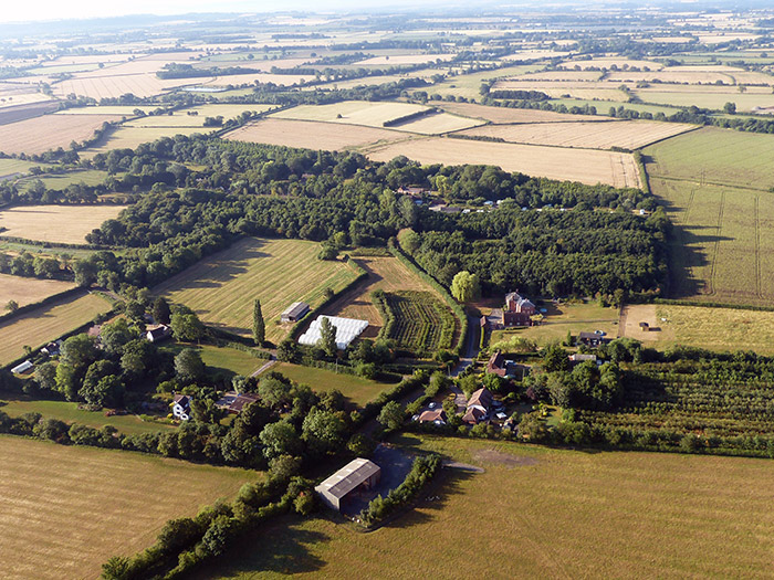 Drone aerial shot of fields