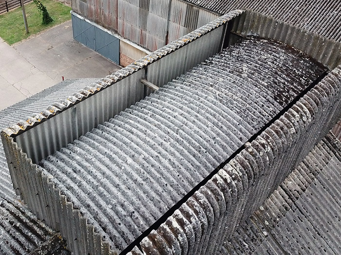 Drone aerial shot of farm roof